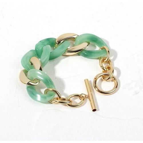 Womens Vintage Elegant Chain Bracelets Resin And Metal Fresh Green Charming Bracelet French Female Hand Accessories Gifts