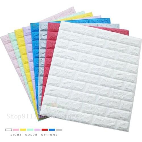 10pcs 70*77 3D Brick Wall Stickers Self Adhesive DIY PE Foam Wallpaper Living Room TV Background Decor Panels Kids Room Protecti