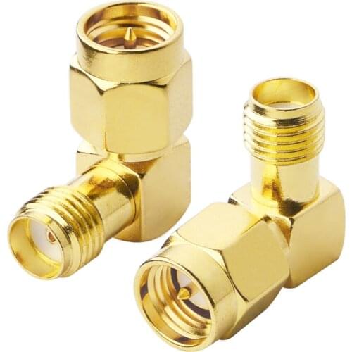 100pcs RF adapter SMA Plug male (inside Pin )to SMA female Right angle coax Connector