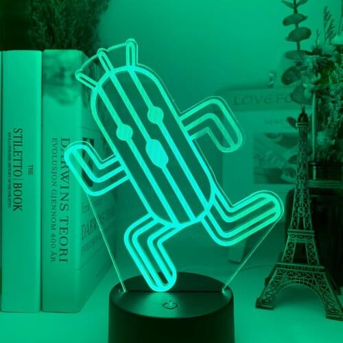 3D LED Final Fantasy Cactuar Night Light LED Touch Sensor Color Changing Nightlight for Kids Bedroom Decor Lamp Unique gift