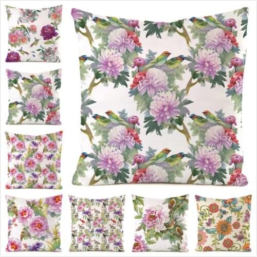 45cm*45cm **Twig&Flower** Inimitated Silk Fabric Throw Pillow Covers Couch Cushion Cover Home Decorative Pillows Pillow Case
