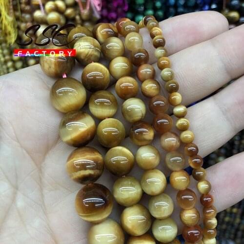 5A Quality Natural Stone Orange Tiger Eye Beads Round Loose 4 6 8 10 12mm Beads For Jewelry Making DIY Bracelet Accessories