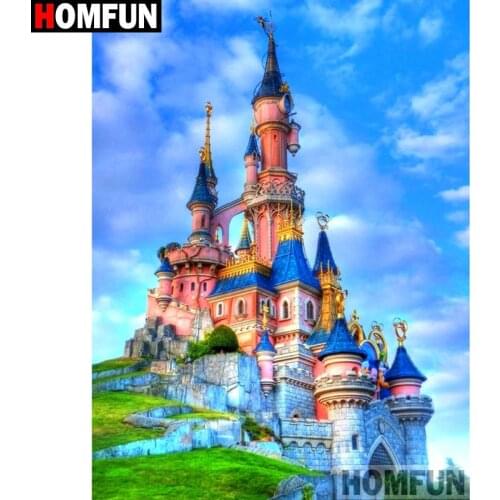 HOMFUN Full Square/Round Drill 5D DIY Diamond Painting "Castle building" 3D Diamond Embroidery Cross Stitch Home Decor A19099