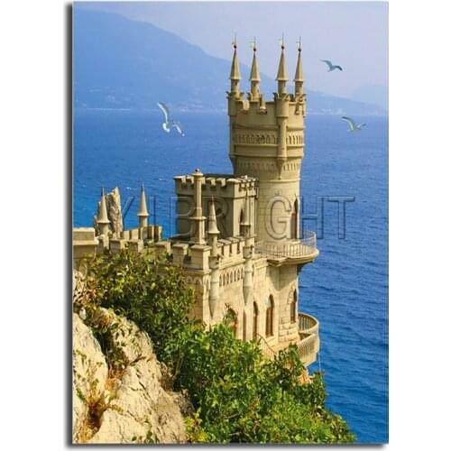 5D diy Diamond Embroidery Landscape Castle Crystals Diamond Mosaic Sea Tower Picture Square Diamond Painting Cross Stitch Kit Y1