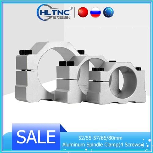 52mm 55/57mm 65mm 80mm Aluminum Spindle Clamp Bracket with 4pcs Screws for CNC Engraving Router Machine Motor Mounting Holder