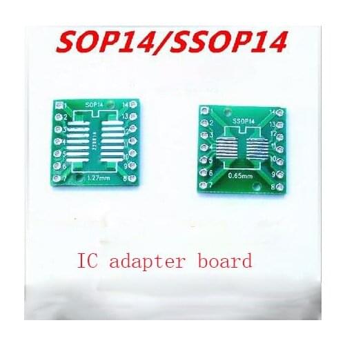 Free shipping 100pc SOP14 transfer board SSOP14 TSSOP14 SMD to DIP 0.65/1.27mm adapter board