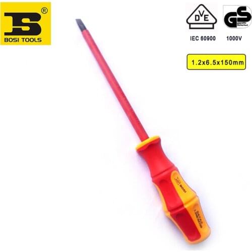 BOSI VDE slotted screwdriver flat magnetic VDE professional tool 1.2x6.5x150mm