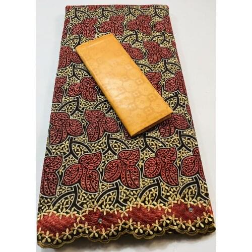 Guinea Bazin Rihce Brode Fabric with 100% Cotton Swiss Lace Fabric Femme Robe Bazin Riche Brode Fabric 2.5+2.5 yards/set VKM027