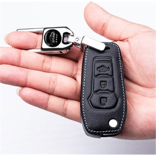 Key Case for ford focus/fiesta/escape/ecosport leather key bag buckle keychain phone plate weaving rope
