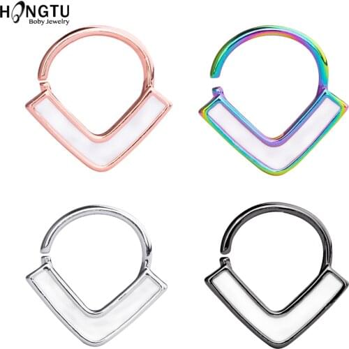 HONGTU 1 Pc Colorful Copper Nose Ring Piercing V-Shaped Septum Piercing Eyebrow Tragus Cartilage Pircing Lip Piercing Nariz 18G