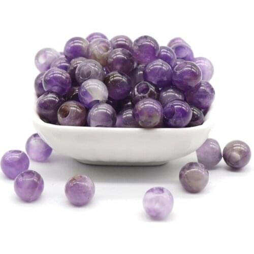 Icnway 5mm Large Aperture Natural Amethyst 12mm Large Hole Beaded Beads Diy Hand Necklace Jewelry Making Woven Material