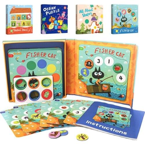 Kids Logical Thinking Game Magnetic Matching Puzzles Toy Animal Digital Shape Color Cognition Board Game Early Educational Toy