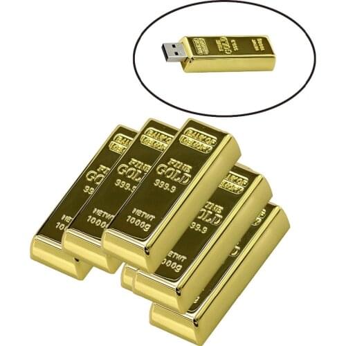 Fashion Bullion Gold Bar USB Flash Drive Pen Drive Flash Memory Stick Flash Drives 64G 32GB 16GB 8GB 4GB Pendrive Memory Storage
