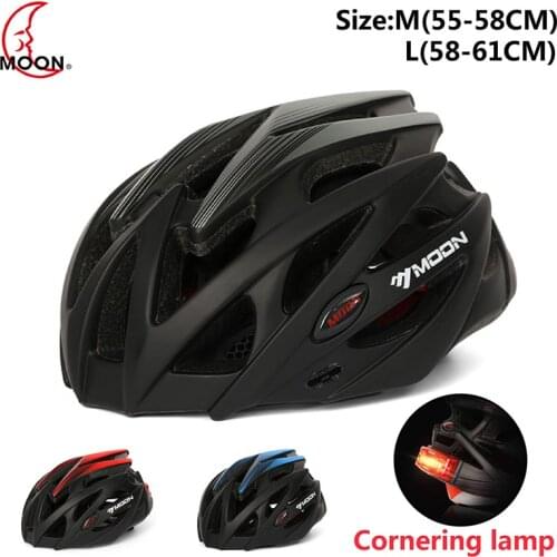 Moon Breathable Bicycle Helmet Men Women MTB Road Bike Helmet With Cornering Lamp Led Light Ultralight Cycling Helmet Casco M/L