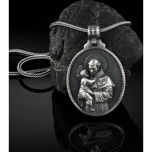 2021 New Man necklace Catholic Saint Anthony Mens Pendant Christian Medal Necklace Retro Amulet Jewelry