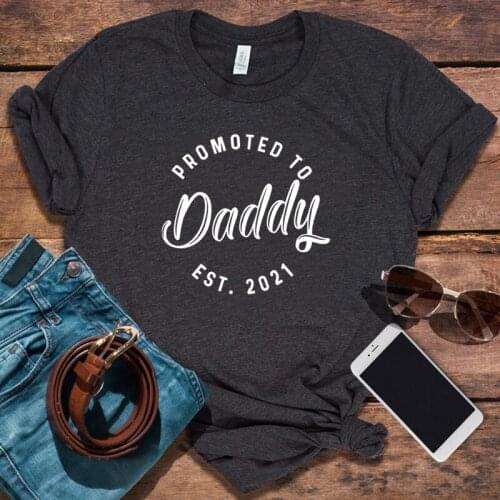 Promoted To Daddy Est. 2021 Shirt Mens Funny Tshirt Summer Tee for Dad 2021 Fathers Day Gift New Daddy Tops T