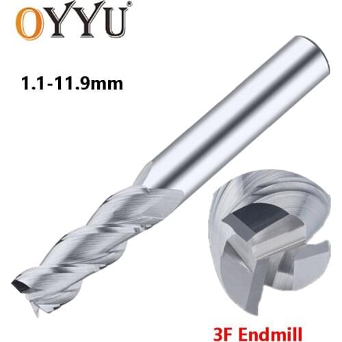 OYYU 1pcs Tungsten Steel End Mills 3 Flute processing Aluminum Router Bit Solid Carbide CNC Alloy Milling Cutter 1.1 1.2 1.3 1.4