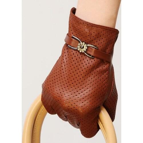 Real Leather Gloves Female Spring Autumn Thin Breathable Genuine Leather Sheepskin Driving Womans Gloves Fashion Trend L093NN-1