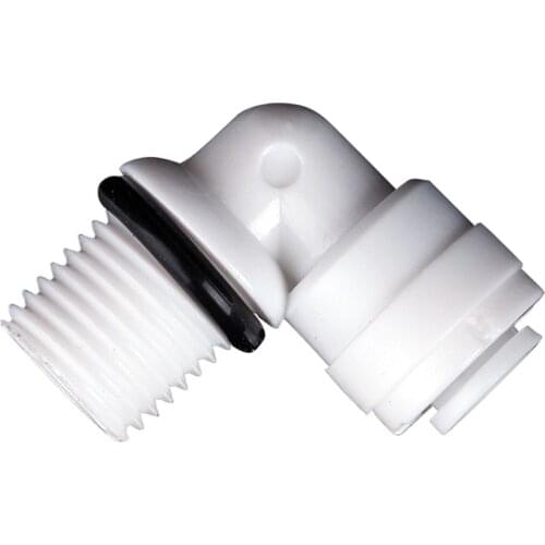 Fit 1/4" 6.35mm OD Tube x 1/4" BSP Male 90 Deg Elbow POM Quick Fitting Connector Aquarium RO Water Filter Reverse Osmosis System