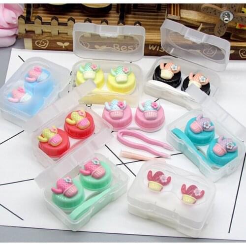 Portable Coconut Tree Cactus Contact Lens Case for Eyes Care Kit Holder Container Glasses Contact Lenses Box Eyewear Accessories