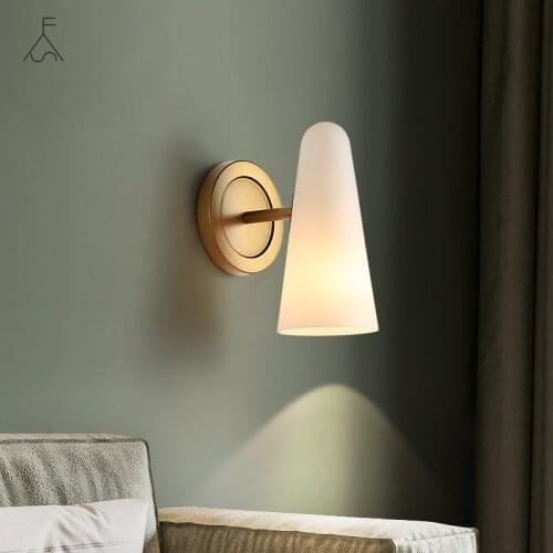 Simple Milk Glass Wall Lamp Modern Bedroom Wall Sconces Bathroom Light Fixtures for Home Decor Dining Room Cafe Office Luminaire