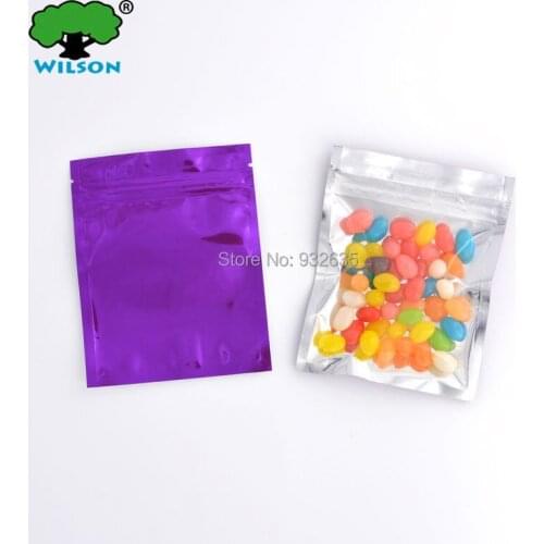 Purple clear foil 10.2x12.7 cm (4''x5'') Zip lock bags transparent bag reclosable 100 PCS Free shipping