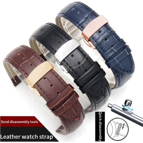 Watch Accessories Band Fit Seiko Omega Seahorse Butterfly Flying Constellation Men Watch Band belt18 20 22mm Leather Watch Strap