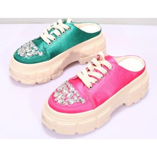 Summer Women Sport Slippers Woman Rhinestone Beach Slides Ladies Outside Closed Toe Shoes Girls Platform Flats Female Brand Shoe