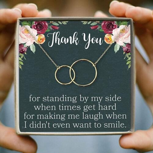 Thank You Gift Interlock Chain Necklace With Lock Wish Card Fashion Jewelry Gifts To My Friend Girlfriend Wife Family