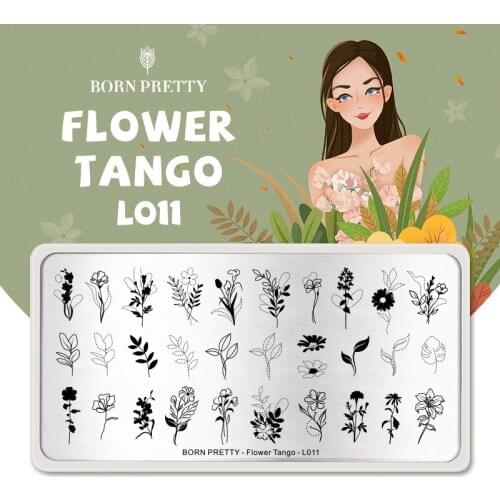 BORN PRETTY Flower Tango Nail Stamping Plates Line Leaves Artist Gemetory Image Nail Stamp Template Stainless Steel Printing