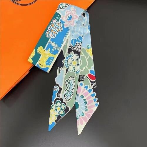 5X90cm Bright Color Versatile Twill Silk Ribbon Scarves Women Neck Hair Headband Female Fashion Bag Hat Trendy Skinny Foulard