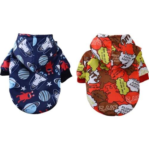 Dog Down Winter Windproof Pets Chihuahua Jacket Dogs Clothing Cartoon Printed Thick Outdoor Hoodies