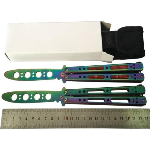 1PC New Butterfly In Knife Game Cs Go Karambit Titanium Coated Training Folding Knife Butterfly Free Not Sharp KX 253