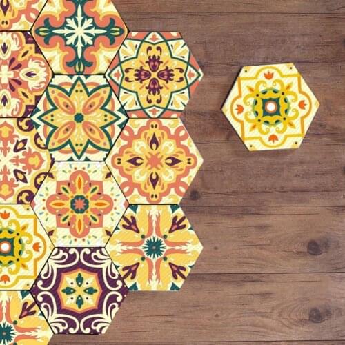 10Pcs/Set Tile Stickers Hexagon Non-slip PVC Scratch Resistant Wall Stickers for Bathroom