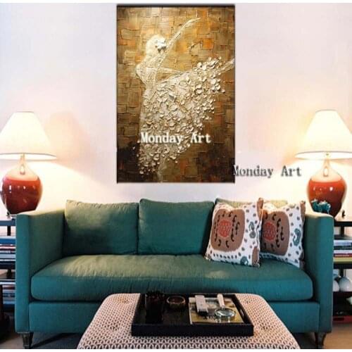 100% Handmade Modern Ballet Dancer Picture Palette Knife Oil Paintings on Canvas Wall painting Home Decoration For Living Room