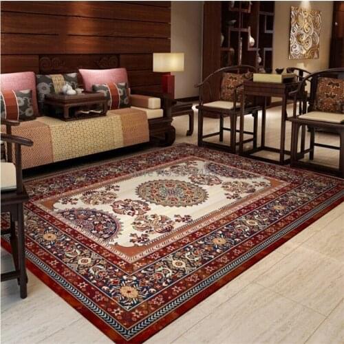 200*300cm Fashion European New Chinese Persian Red-brown Ethnic Style Kitchen Living Room Bedroom Bedside Carpet Mat