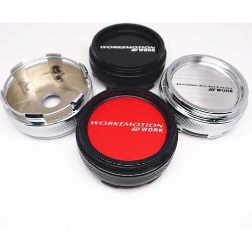 4pcs 66mm VR VS W Work Emotion Wheel Center Caps Hub Cover Alloy Black Chrome Emblem Badge Car Styling Accessories