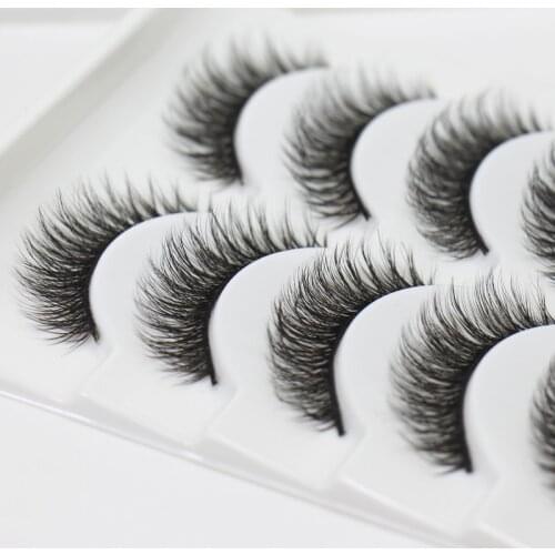 YOKPN Natural False Eyelashes 3D Multi-layer Multi-layer Eyelashes Grinding Tip Simulation Daily Life Makeup Eyelash 5 Pairs