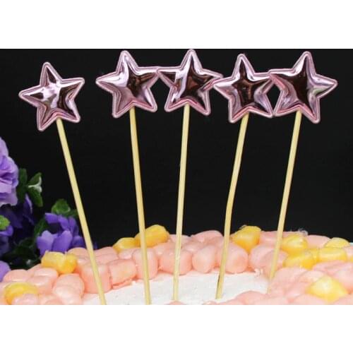 5Pcs/bag Love Birthday Cake Toppers Crown Stars Cupcake Topper Flags For Wedding Kids Birthday Party Supplies Cake Decoration