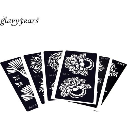 6 Pieces Flower Peacock Pattern Tattoo Henna Stencil Beauty Women Makeup Body Art Waterproof Tattoo Stencil Holiday Gift S200#08
