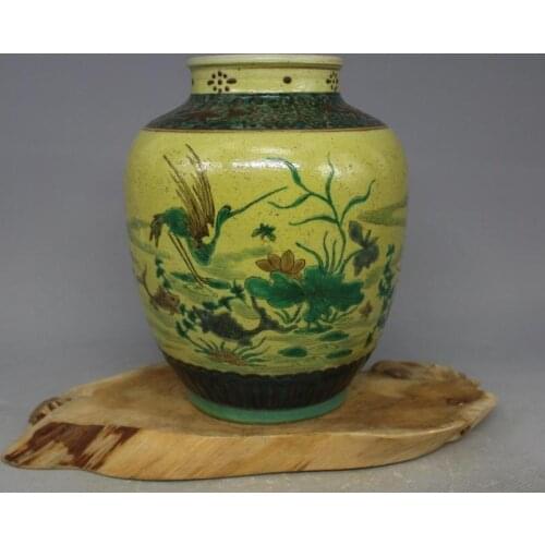 Antique Old QingDynasty porcelain pot,Pastel flower& bird jar,Hand painting crafts,Decoration collection&adornment,Free shipping