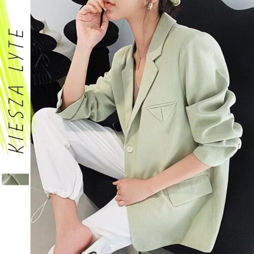 Womens Blazers New Fashion 2020 Autumn Solid Casual Notched Collar Minimalism Single-breasted Suit Jacket Ladies Coats