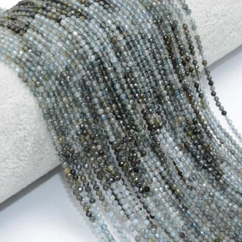 Natural Selected Color Blue Tourmaline Faceted Round Beads 2mm