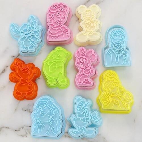 Disney Mickey Cake Cookie Plastic Baking Mould Cookie Cutter Set Cartoon Biscuit Baking Tools Disney Princess Decoration Tool