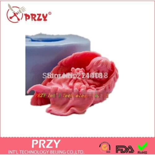 DIY Baby wings girl 3D silicone soap molds mold sleeping baby handmade mold fondant cake direction mold