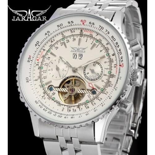 JARGAR JAG034M4S1 Automatic fashion dress wristwatch silver watch with stainless steel band for men hot selling free ship