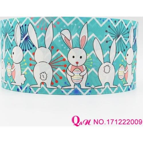 Q&N ribbon 16mm 22mm 25mm 38mm 50mm 75mm easter printed grosgrain ribbon webbing 50yards/roll for hair tie free shipping