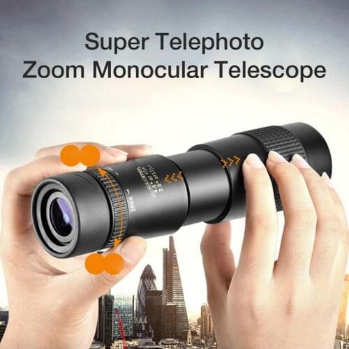 4K 10-300X40MM Super Telephoto Zoom Monocular Telescope Waterproof For Smart Phones Bird Watching Hunting Camping Night Vision