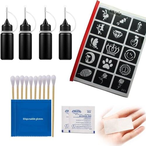 4 Colors Henna Tattoo Juice Ink Kit For Body Paint,Natural Organic Fruit Gel Paste for Temporary tattoo DIY Tattoo Cream 10ml