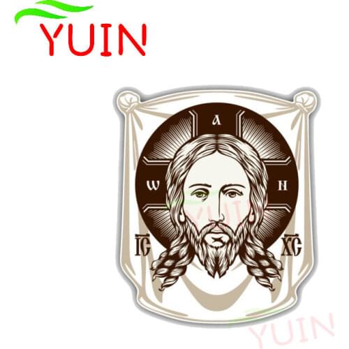 Face of Jesus Orthodox Church Icon Religion Car Sticker Fashion PVC Bumper Decoration Accessories Waterproof Decal 13*11cm